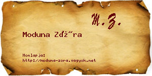 Moduna Zóra névjegykártya